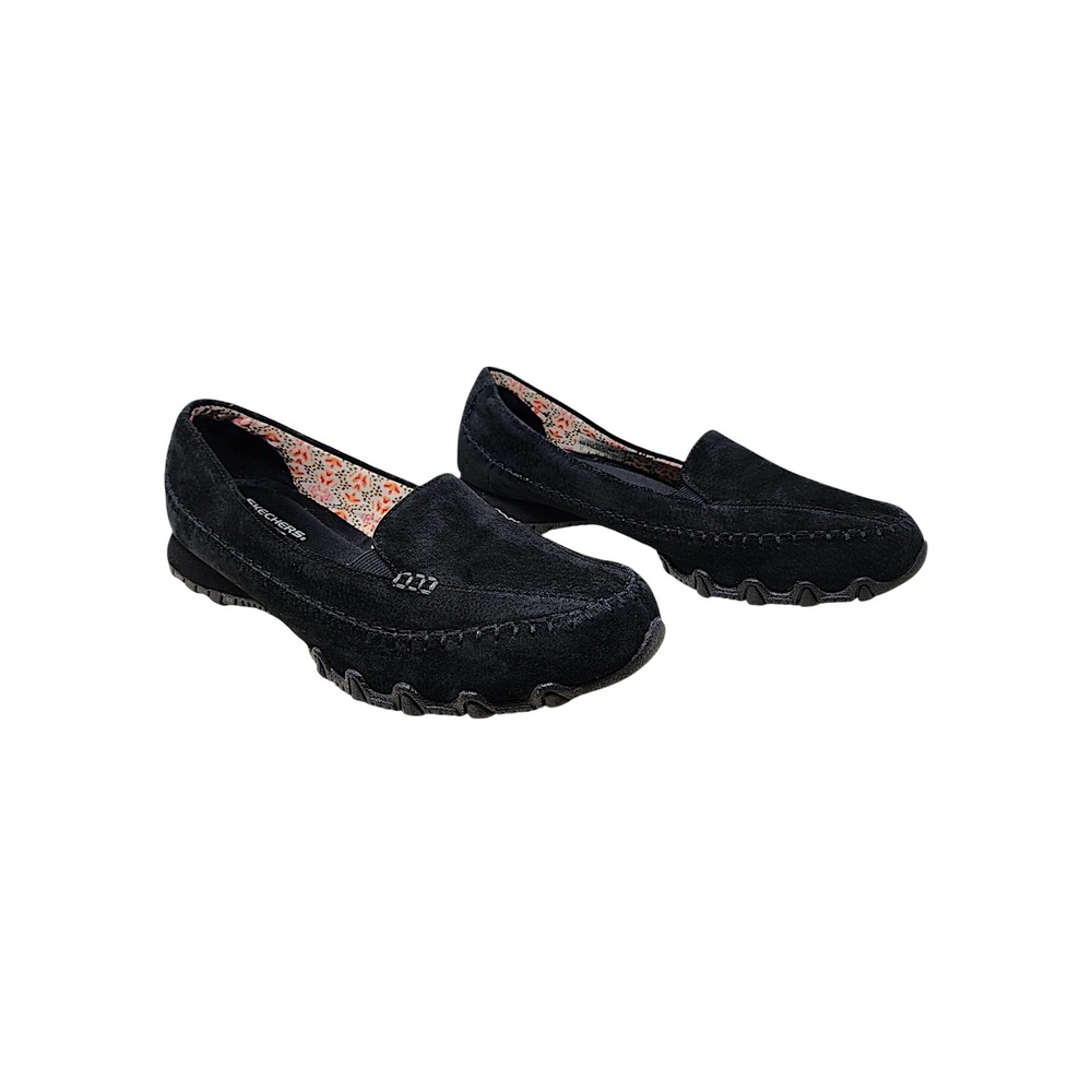 Skechers Loafer 11 Women Bikers Pedestrians Moccasin Black Suede Relaxed Slip On